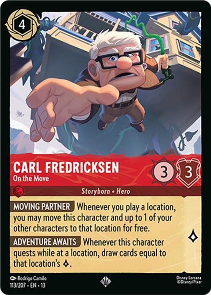 Carl Fredricksen - On the Move 113/204 Super Rare Attack of the Vine! Lorcana NM