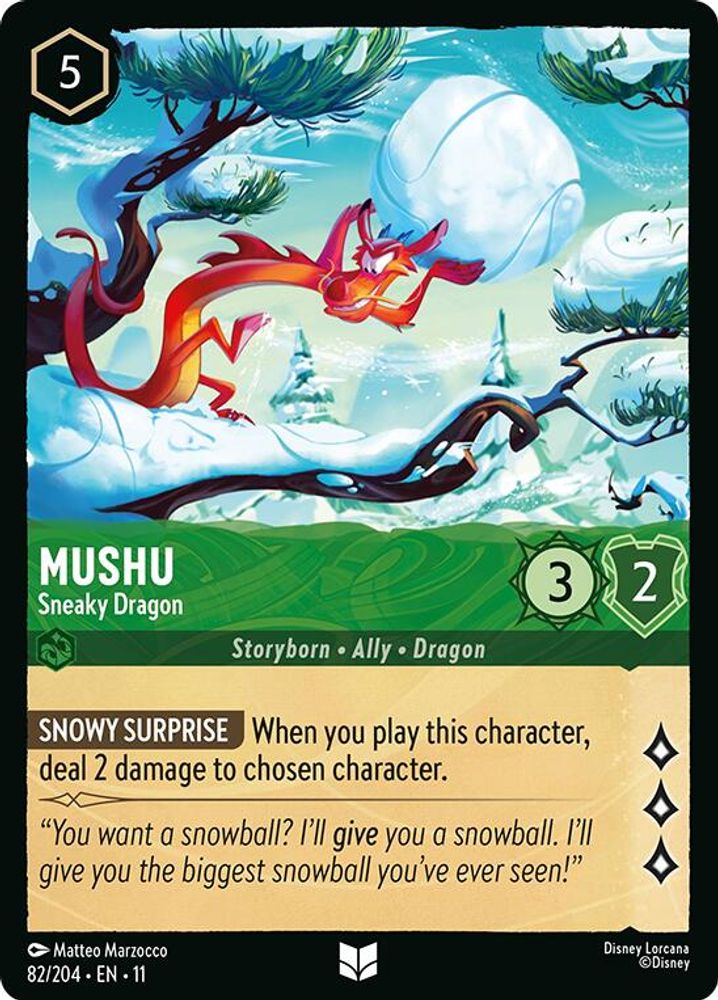 Mushu - Sneaky Dragon 82/204 Uncommon Winterspell Lorcana Near Mint