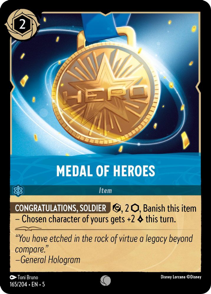 Medal of Heroes 165/204 Common Shimmering Skies Lorcana Near Mint