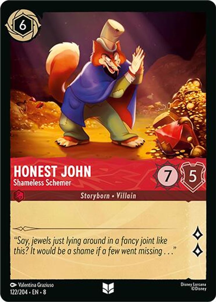 Honest John - Shameless Schemer 122/204 Uncommon Reign of Jafar Lorcana NM