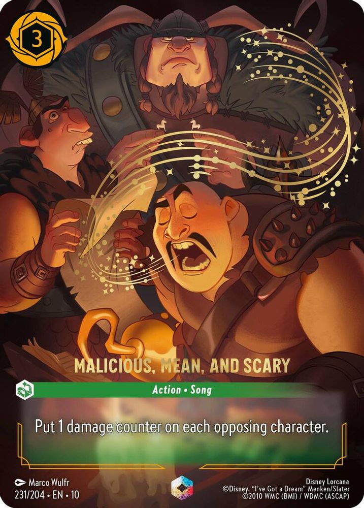 Malicious, Mean, and Scary (Enchanted) 231/204 Lorcana Holo NM