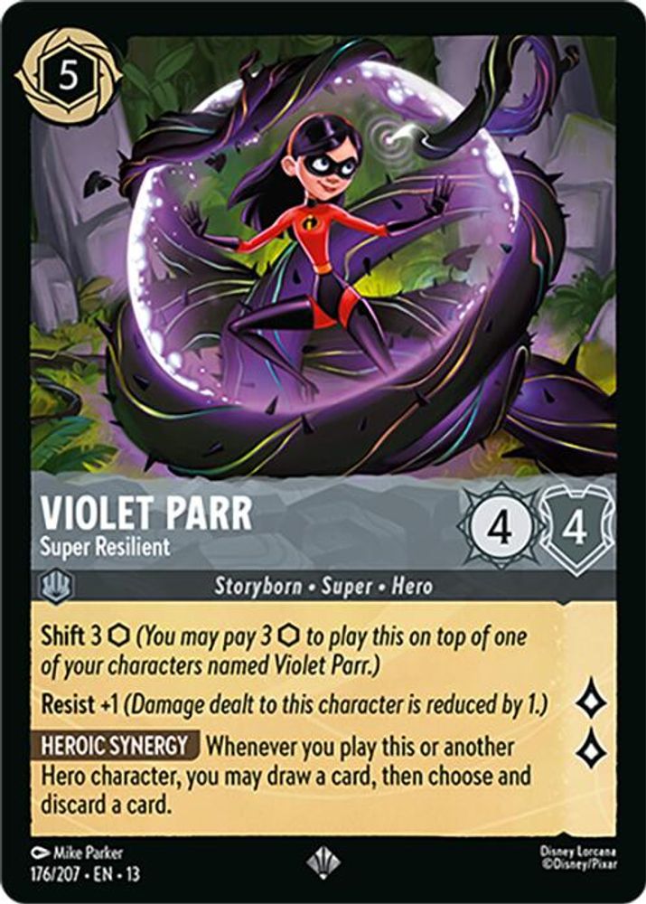 Violet Parr - Super Resilient 176/204 Super Rare Attack of the Vine! Lorcana NM