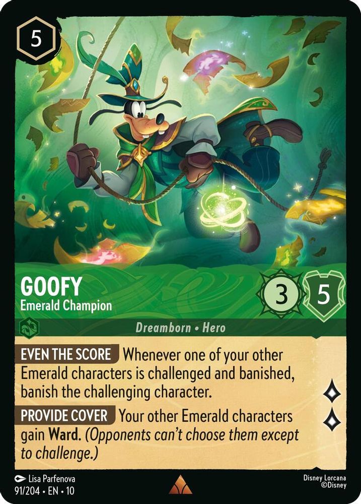 Goofy - Emerald Champion 91/204 Rare Whispers in the Well Lorcana Near Mint