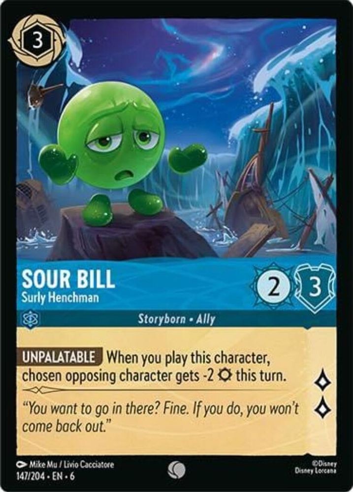 Sour Bill - Surly Henchman 147/204 Common Azurite Sea Lorcana Near Mint
