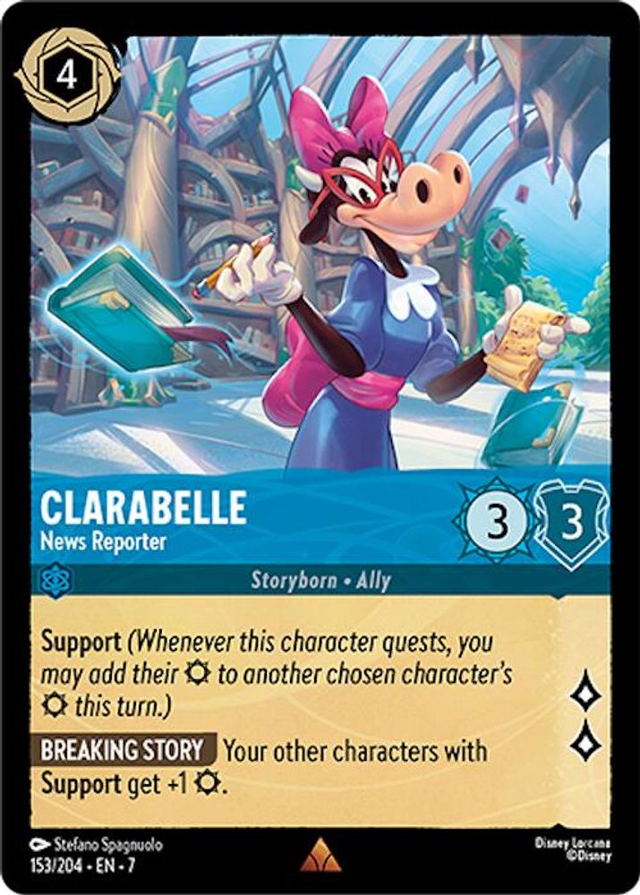 Clarabelle - News Reporter 153/204 Rare Archazia's Island Lorcana Near Mint