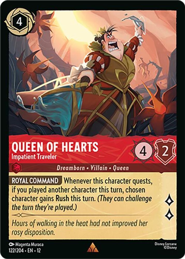 Queen of Hearts - Impatient Traveler 122/204 Rare Wilds Unknown Lorcana NM