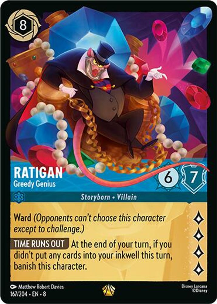 Ratigan - Greedy Genius 167/204 Legendary Reign of Jafar Lorcana Near Mint