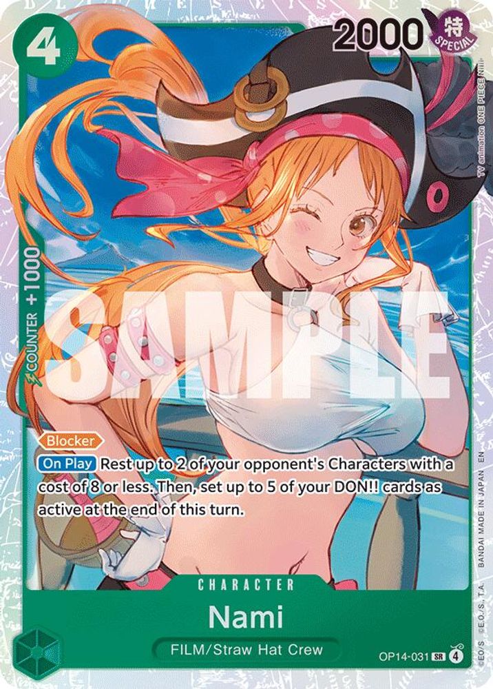 Nami OP14-031 Super Rare The Azure Sea's Seven One Piece Foil Near Mint