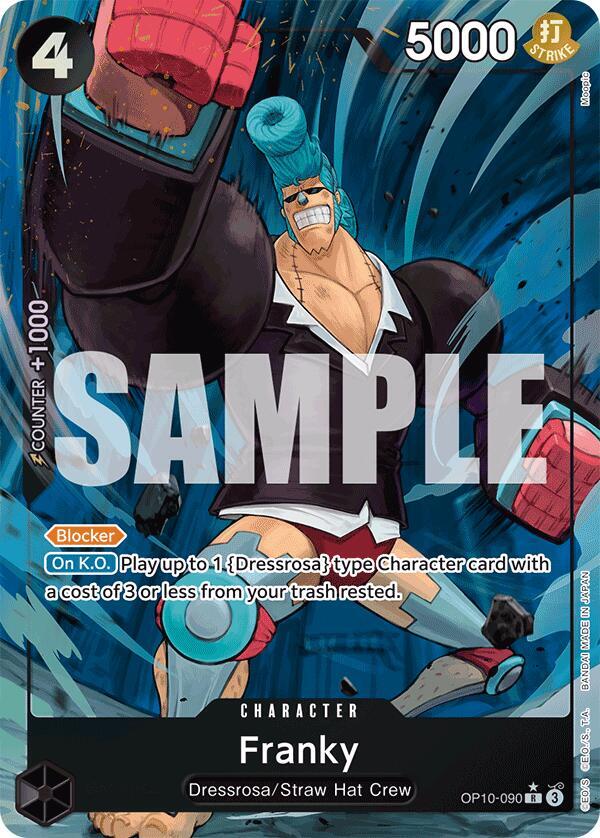Franky (090) (Parallel) OP10-090 Rare Royal Blood One Piece Foil Near Mint