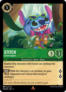 Stitch - Covert Agent 89/204 Rare Into the Inklands Lorcana Near Mint
