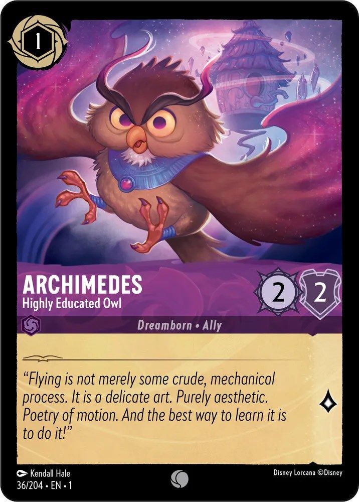 Archimedes - Highly Educated Owl 36/204 Common The First Chapter Lorcana NM