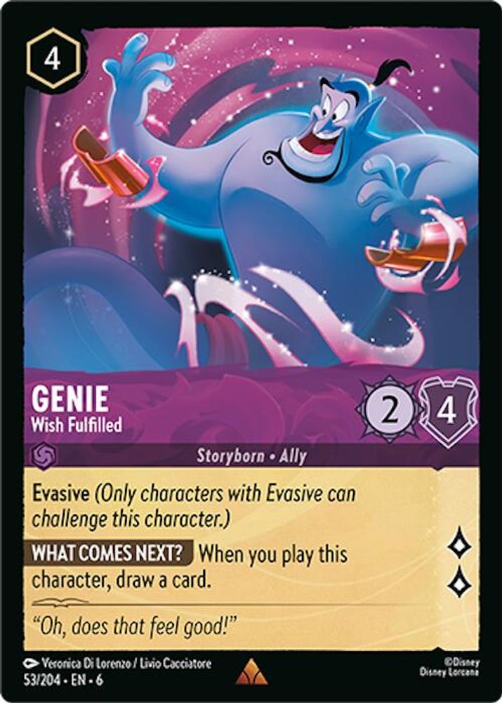 Genie - Wish Fulfilled 53/204 Rare Azurite Sea Lorcana Near Mint