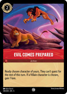 Evil Comes Prepared 128/204 Common Shimmering Skies Lorcana Near Mint