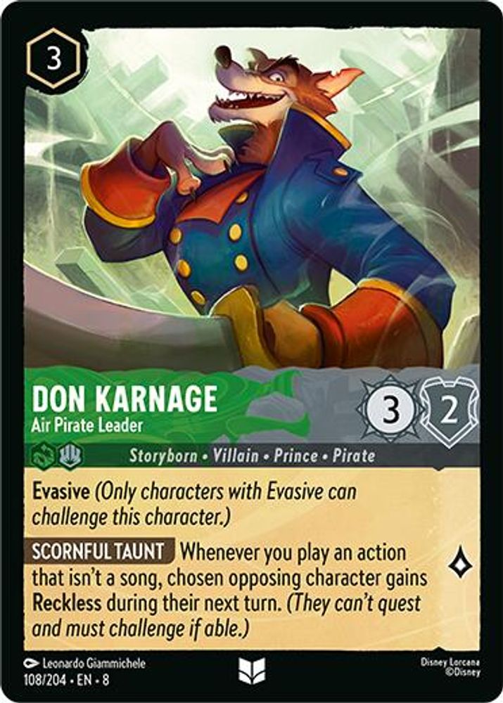 Don Karnage - Air Pirate Leader 108/204 Uncommon Reign of Jafar Lorcana NM