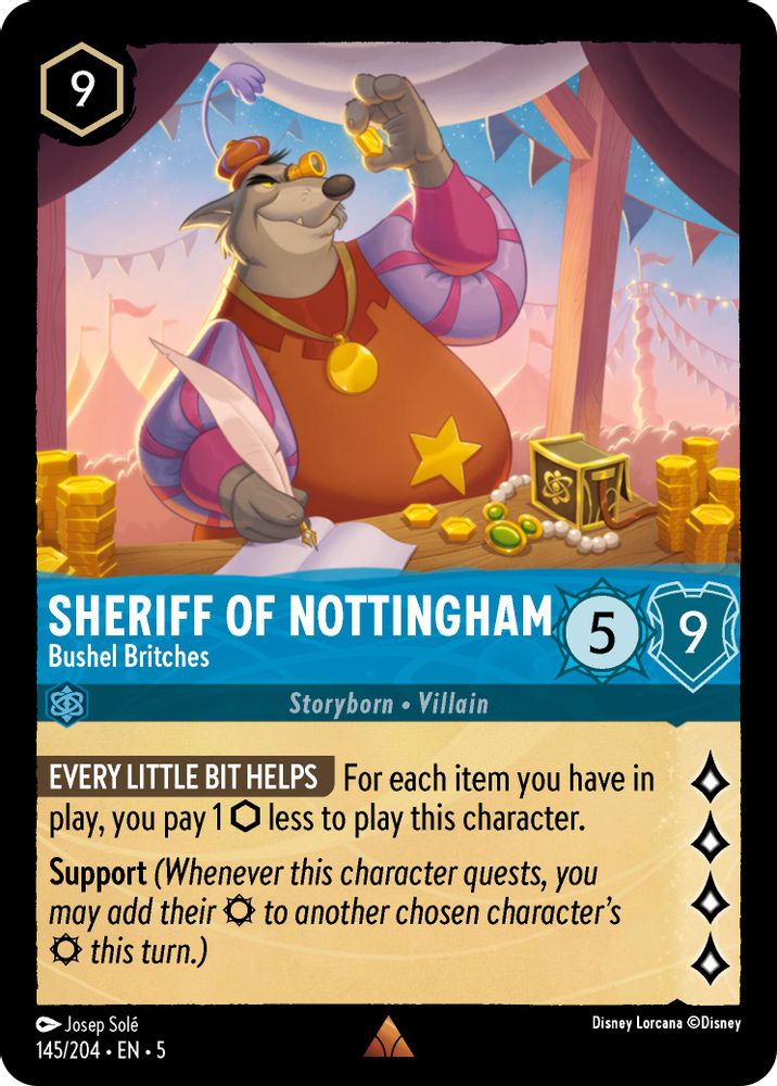 Sheriff of Nottingham - Bushel Britches 145/204 Rare Shimmering Skies Lorcana NM