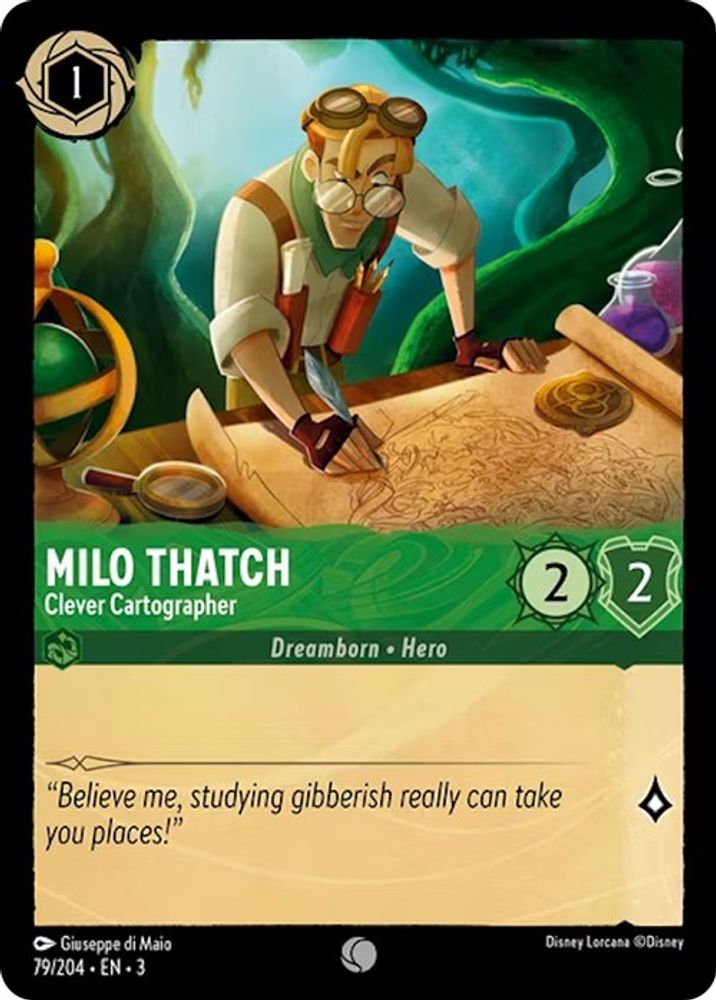 Milo Thatch - Clever Cartographer 79/204 Common Into the Inklands Lorcana NM