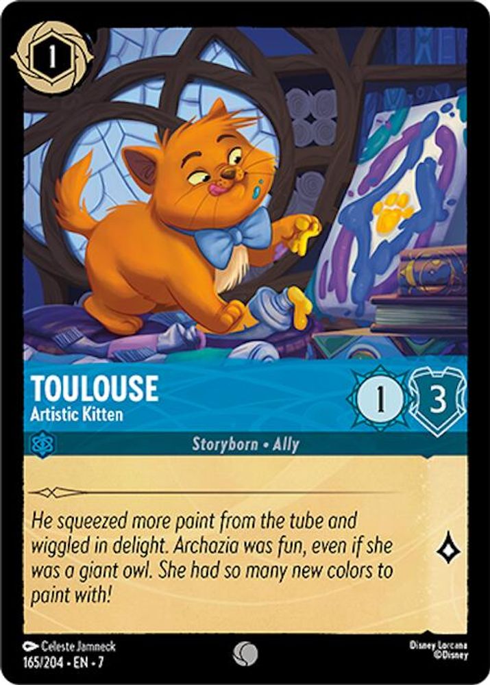 Toulouse - Artistic Kitten 165/204 Common Archazia's Island Lorcana Near Mint