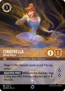 Cinderella - Melody Weaver (Enchanted) 205/204 Ursula's Return Lorcana Holo NM
