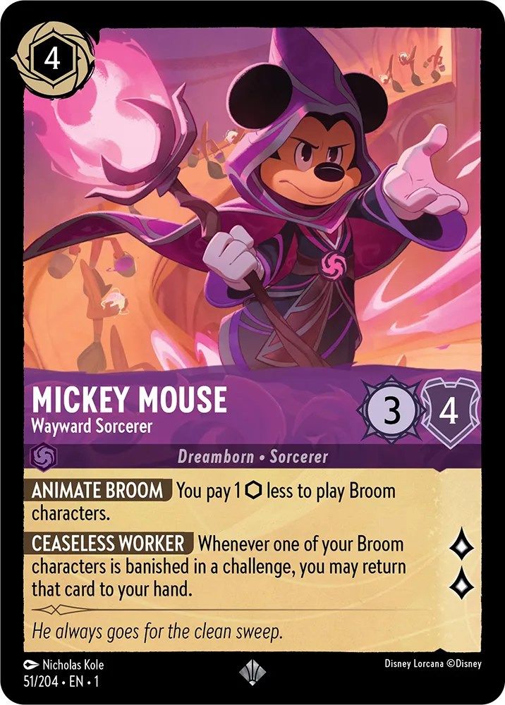 Mickey Mouse - Wayward Sorcerer 51/204 Super Rare The First Chapter Lorcana NM