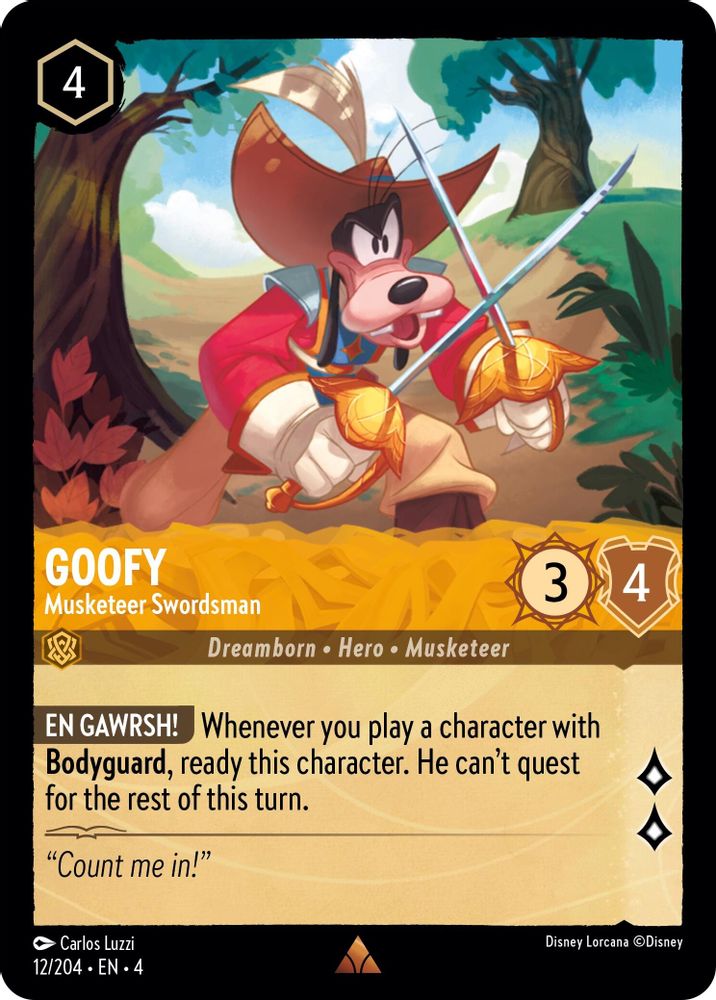 Goofy - Musketeer Swordsman 12/204 Rare Ursula's Return Lorcana Near Mint
