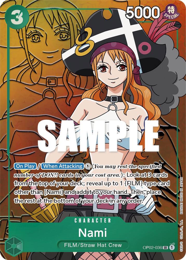Nami (Alternate Art) OP02-036 Super Rare Paramount War One Piece Foil Near Mint