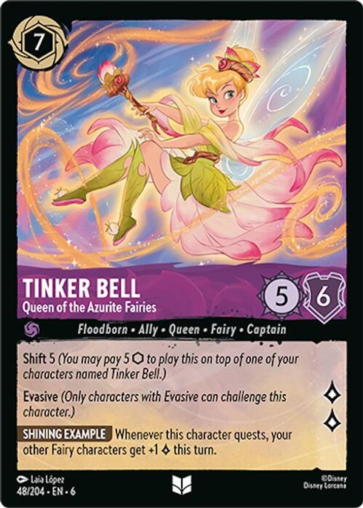 Tinker Bell - Queen of the Azurite Fairies 48/204 Azurite Sea Lorcana NM