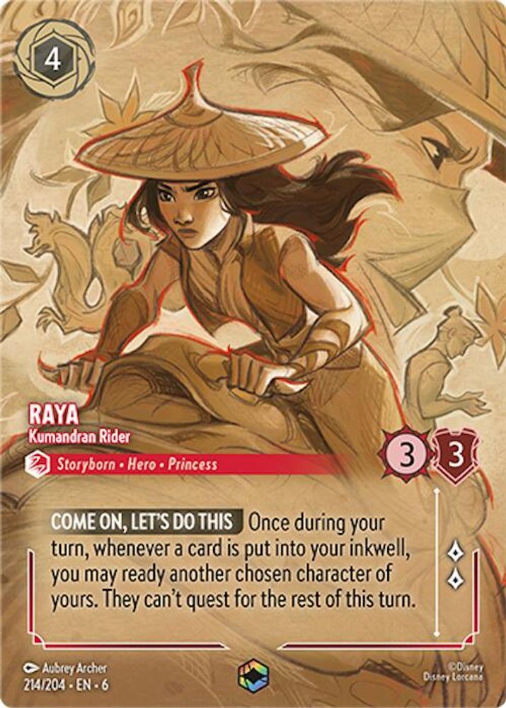 Raya - Kumandran Rider (Enchanted) 214/204 Enchanted Azurite Sea Lorcana Holo NM