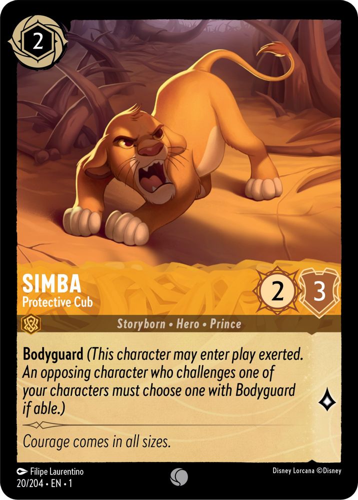 Simba - Protective Cub 20/204 Common The First Chapter Lorcana Near Mint