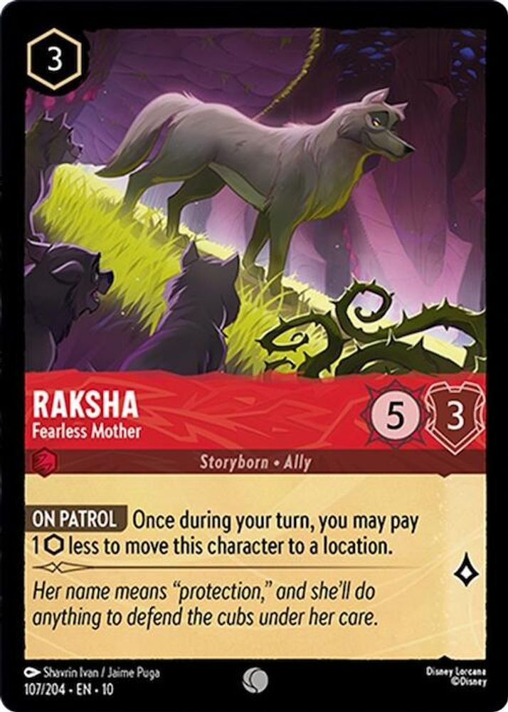 Raksha - Fearless Mother 107/204 Common Whispers in the Well Lorcana Near Mint