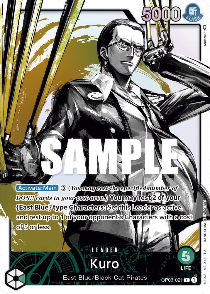 Kuro (Alternate Art) OP03-021 Leader Pillars of Strength One Piece Foil NM
