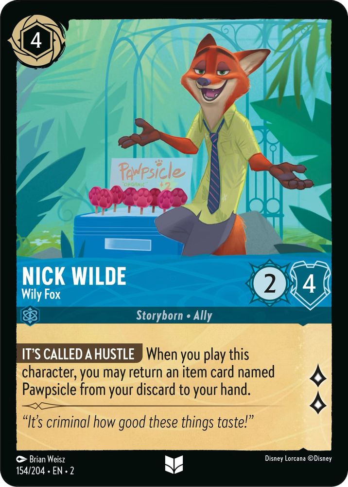 Nick Wilde - Wily Fox 154/204 Uncommon Rise of the Floodborn Lorcana Near Mint