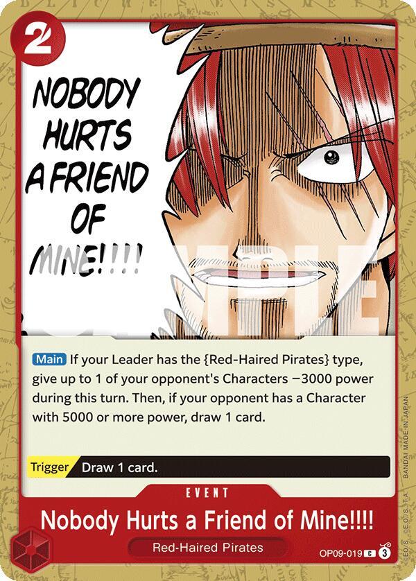 Nobody Hurts a Friend of Mine!!!! OP09-019 Emperors in the New World One Piece NM
