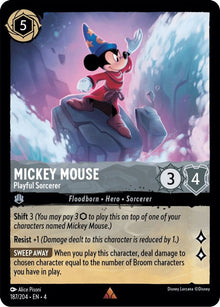 Mickey Mouse - Playful Sorcerer 187/204 Rare Ursula's Return Lorcana Near Mint
