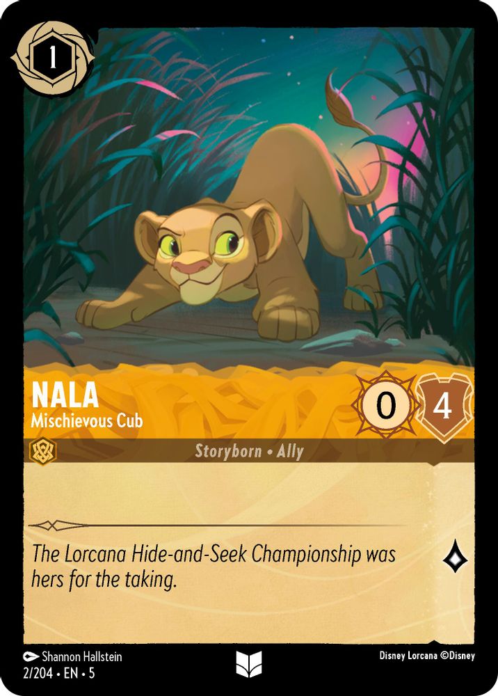 Nala - Mischievous Cub 2/204 Uncommon Shimmering Skies Lorcana Near Mint