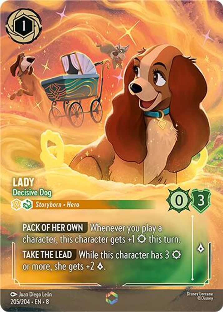 Lady - Decisive Dog (Enchanted) 205/204 Enchanted Reign of Jafar Lorcana Holo NM