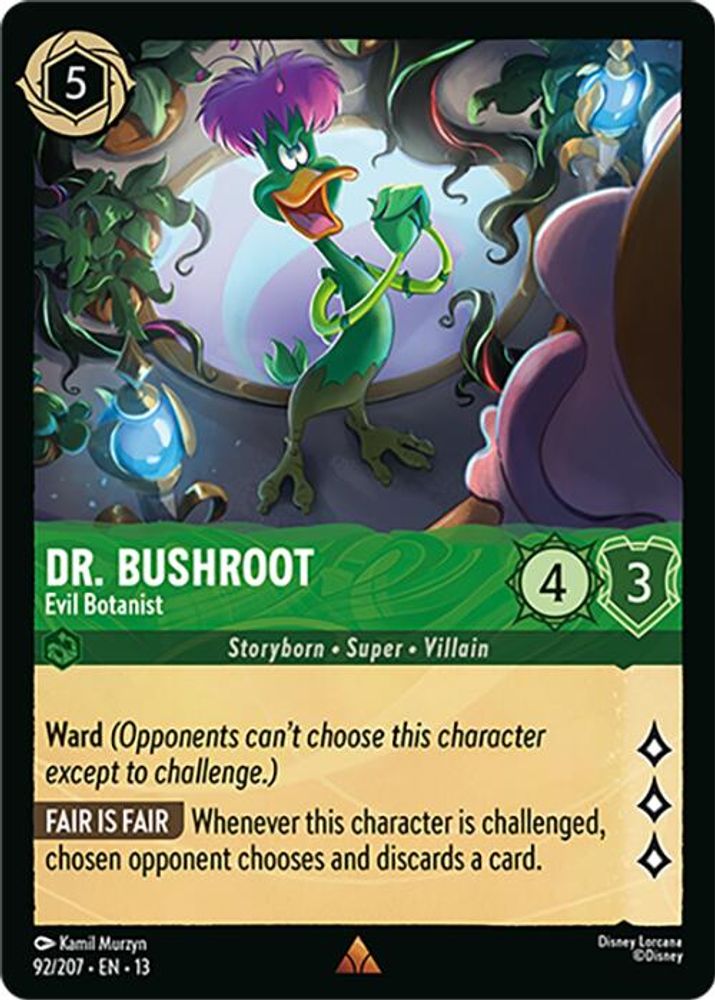 Dr. Bushroot - Evil Botanist 92/204 Rare Attack of the Vine! Lorcana Near Mint