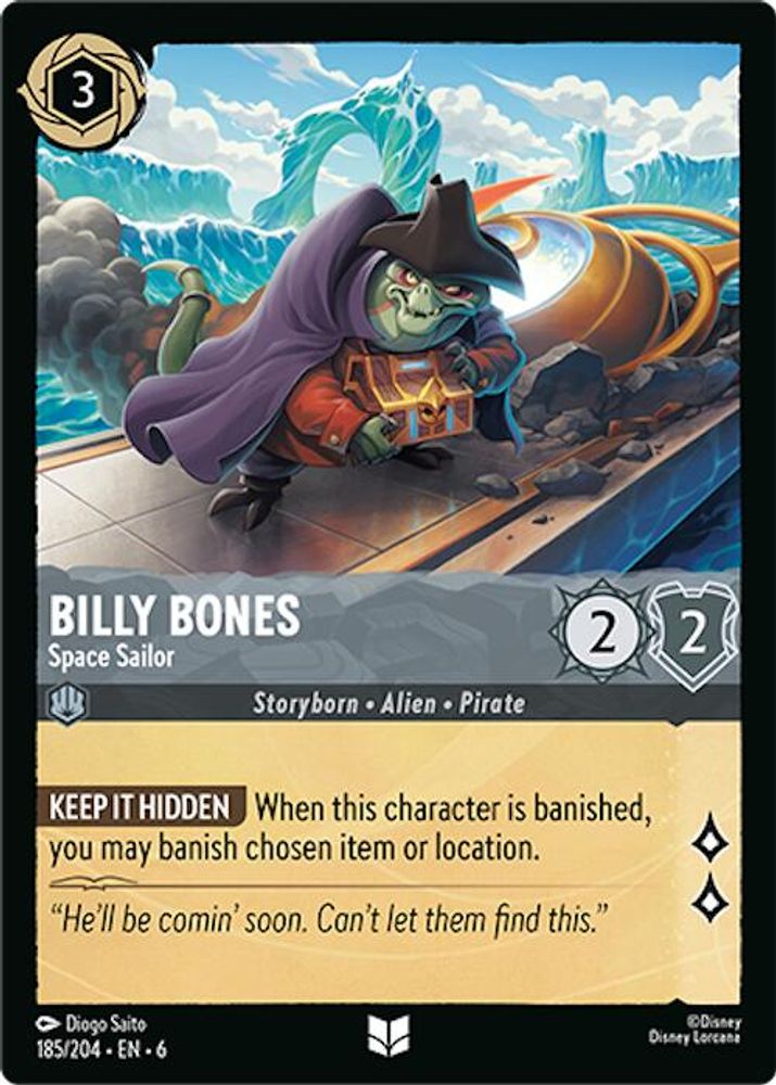 Billy Bones - Space Sailor 185/204 Uncommon Azurite Sea Lorcana Near Mint