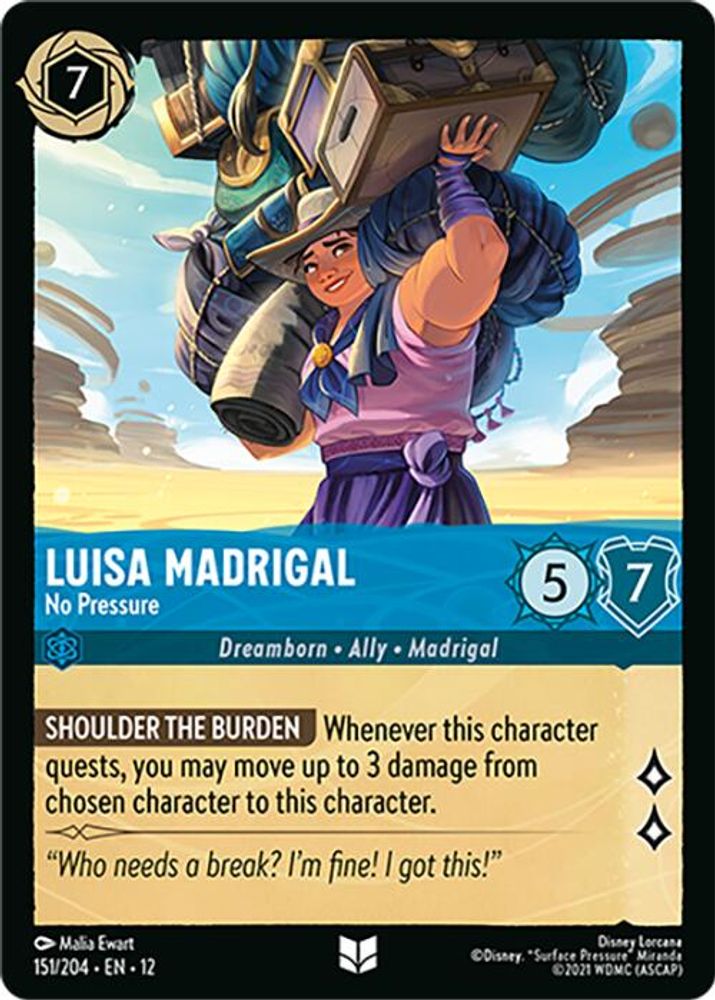 Luisa Madrigal - No Pressure 151/204 Uncommon Wilds Unknown Lorcana Near Mint