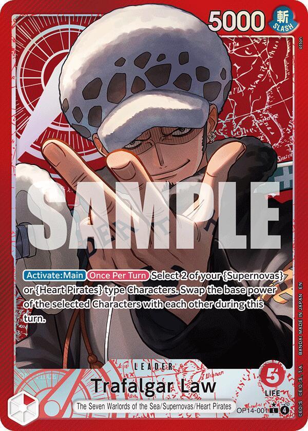 Trafalgar Law (Alternate Art) OP14-001 The Azure Sea's Seven One Piece Foil NM