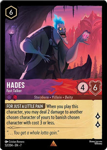 Hades - Fast Talker 52/204 Rare Archazia's Island Lorcana Near Mint