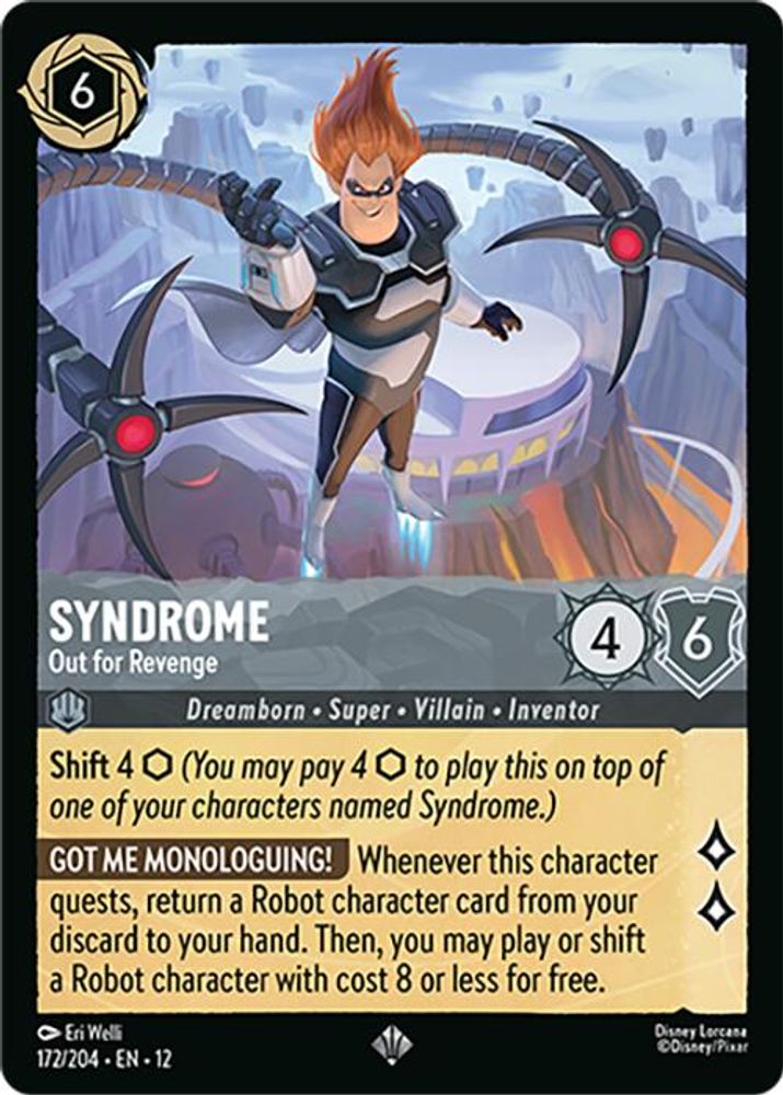 Syndrome - Out for Revenge 172/204 Super Rare Wilds Unknown Lorcana Near Mint