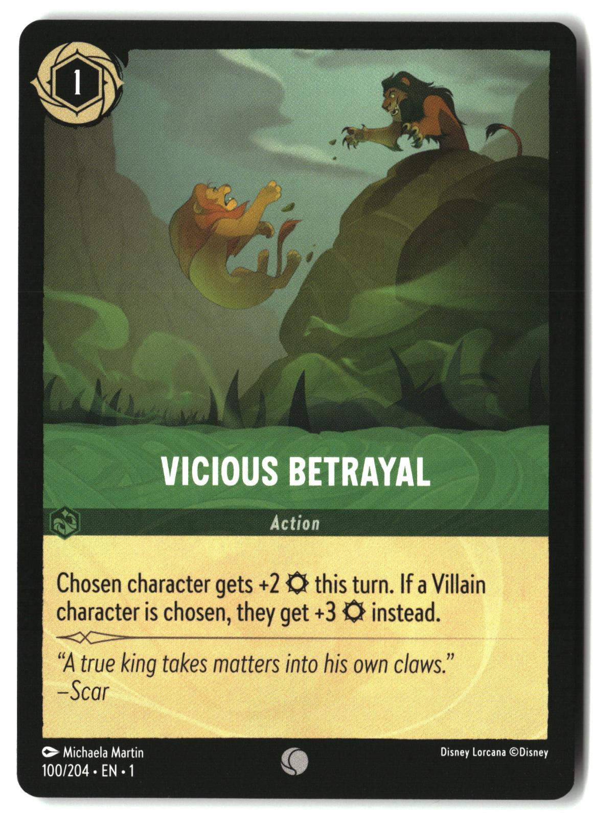 Vicious Betrayal 100/204 Common The First Chapter Lorcana Lightly Played