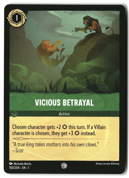 Vicious Betrayal 100/204 Common The First Chapter Lorcana Lightly Played
