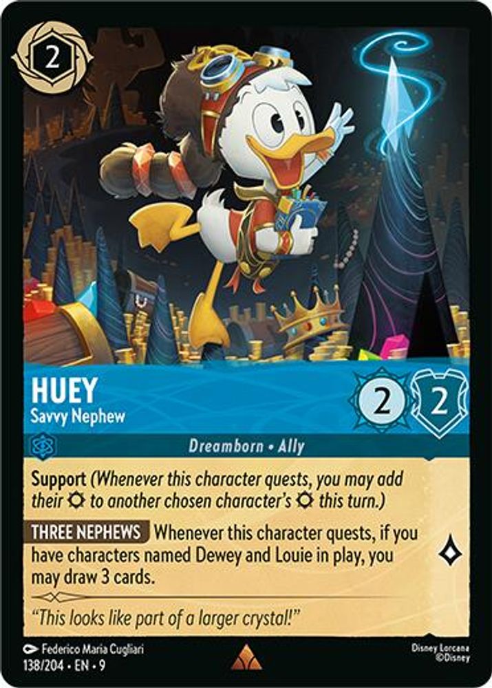 Huey - Savvy Nephew 138/204 Rare Fabled Lorcana Near Mint