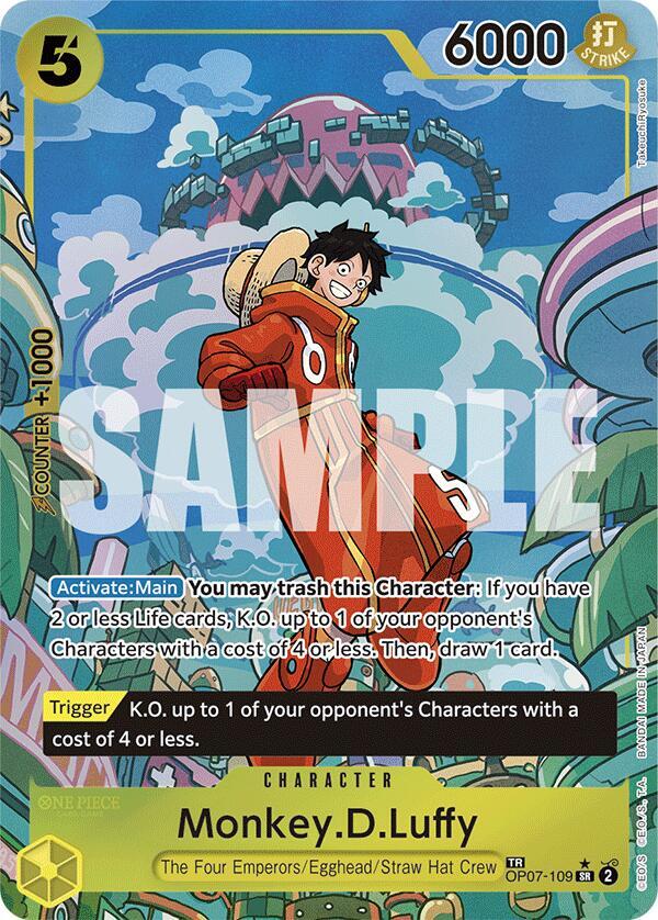 Monkey.D.Luffy (TR) OP07-109 Treasure Rare Two Legends One Piece Foil Near Mint
