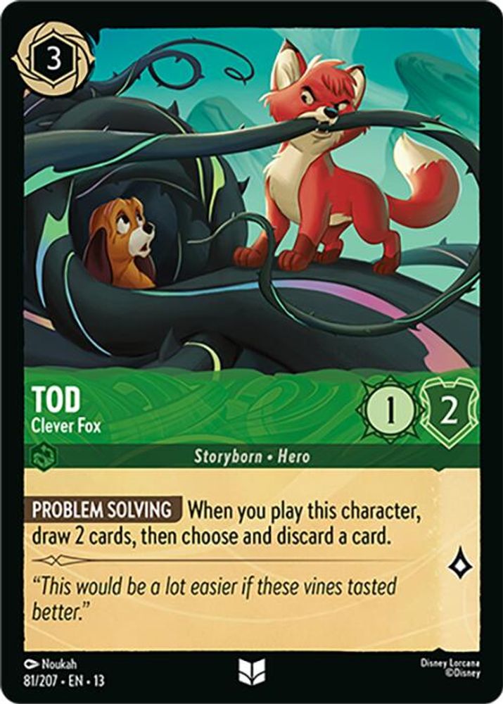 Tod - Clever Fox 81/204 Uncommon Attack of the Vine! Lorcana Near Mint