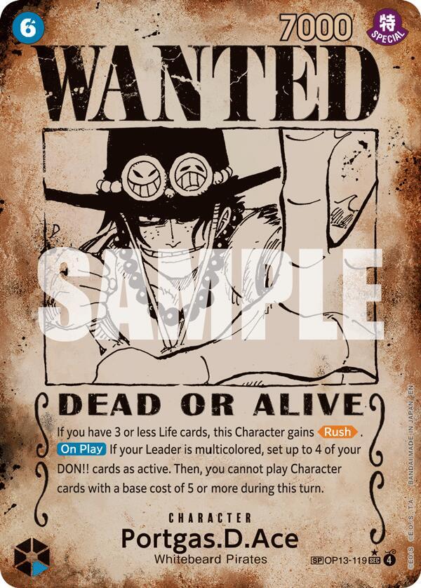 Portgas.D.Ace (119) (Wanted Poster) OP13-119 Carrying On His Will One Piece Foil NM