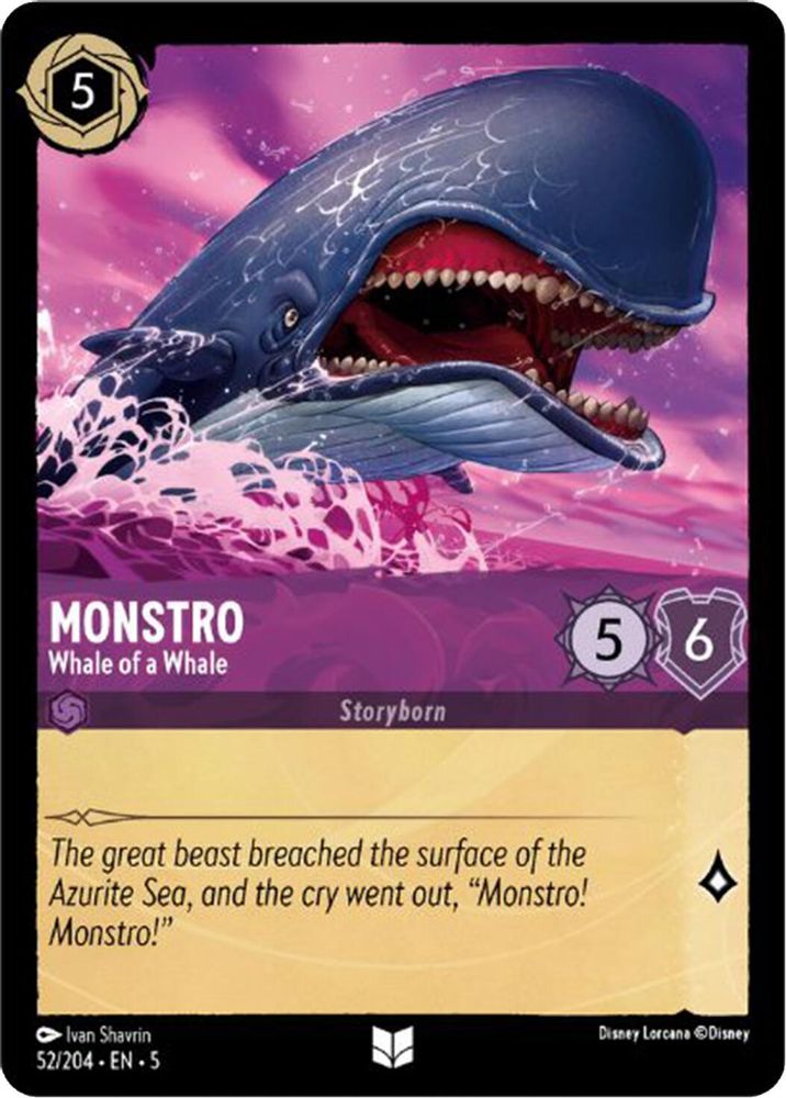 Monstro - Whale of a Whale 52/204 Uncommon Shimmering Skies Lorcana Near Mint