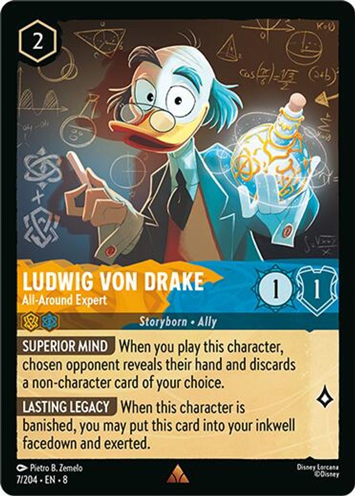 Ludwig Von Drake - All-Around Expert 7/204 Rare Reign of Jafar Lorcana Near Mint
