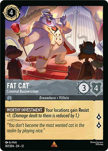 Fat Cat - Criminal Businessman 187/204 Rare Wilds Unknown Lorcana Near Mint